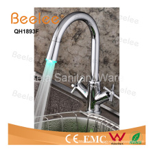 China Faucet LED Dule Corss Handle Colored Kitchen Sink Faucet